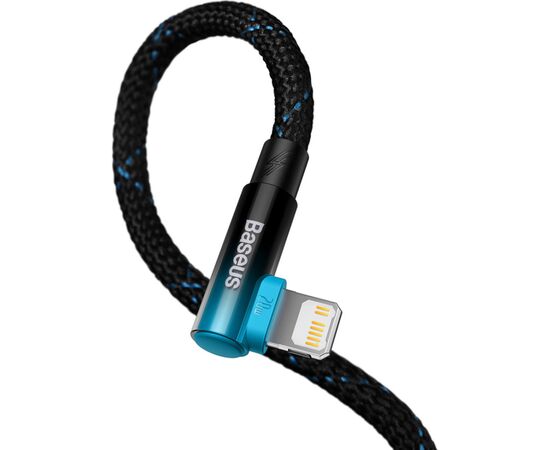 Дата кабель USB-C to Lightning 1.0m 20W 90° corner black/blue Baseus (CAVP000221), зображення 4 Дата кабель USB-C to Lightning 1.0m 20W 90° corner black/blue Baseus (CAVP000221), зображення 4
