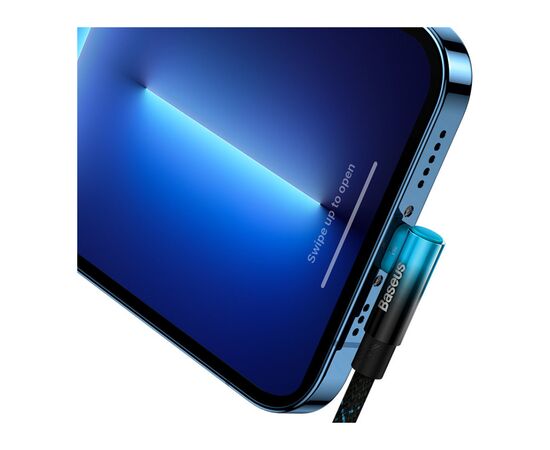Дата кабель USB-C to Lightning 1.0m 20W 90° corner black/blue Baseus (CAVP000221), зображення 6 Дата кабель USB-C to Lightning 1.0m 20W 90° corner black/blue Baseus (CAVP000221), зображення 6