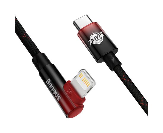 Дата кабель USB-C to Lightning 1.0m 20W 90° corner black/red Baseus (CAVP000220), зображення 2 Дата кабель USB-C to Lightning 1.0m 20W 90° corner black/red Baseus (CAVP000220), зображення 2