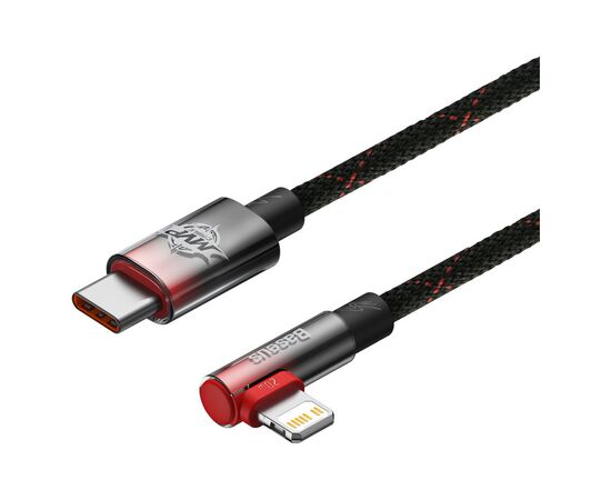 Дата кабель USB-C to Lightning 1.0m 20W 90° corner black/red Baseus (CAVP000220), зображення 3 Дата кабель USB-C to Lightning 1.0m 20W 90° corner black/red Baseus (CAVP000220), зображення 3