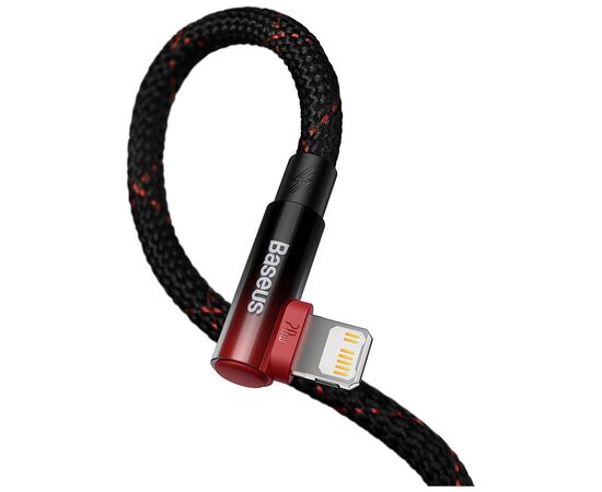 Дата кабель USB-C to Lightning 1.0m 20W 90° corner black/red Baseus (CAVP000220), зображення 4 Дата кабель USB-C to Lightning 1.0m 20W 90° corner black/red Baseus (CAVP000220), зображення 4