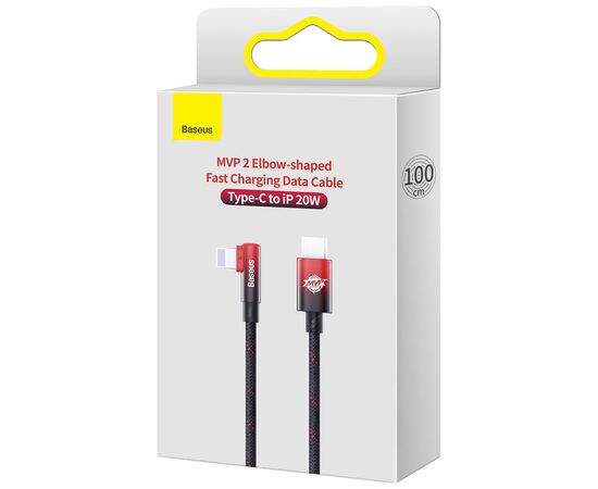 Дата кабель USB-C to Lightning 1.0m 20W 90° corner black/red Baseus (CAVP000220), зображення 5 Дата кабель USB-C to Lightning 1.0m 20W 90° corner black/red Baseus (CAVP000220), зображення 5