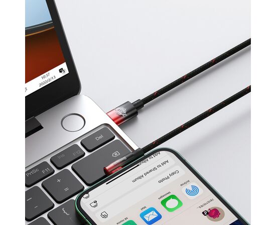 Дата кабель USB-C to Lightning 1.0m 20W 90° corner black/red Baseus (CAVP000220), зображення 7 Дата кабель USB-C to Lightning 1.0m 20W 90° corner black/red Baseus (CAVP000220), зображення 7