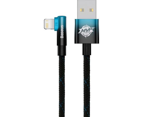 Дата кабель USB 2.0 AM to Lightning 1.0m 2.4A 90° corner black/blue Baseus (CAVP000021), зображення 2 Дата кабель USB 2.0 AM to Lightning 1.0m 2.4A 90° corner black/blue Baseus (CAVP000021), зображення 2