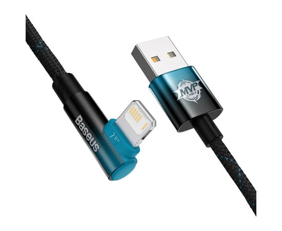 Дата кабель USB 2.0 AM to Lightning 1.0m 2.4A 90° corner black/blue Baseus (CAVP000021), зображення 3 Дата кабель USB 2.0 AM to Lightning 1.0m 2.4A 90° corner black/blue Baseus (CAVP000021), зображення 3