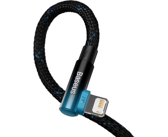 Дата кабель USB 2.0 AM to Lightning 1.0m 2.4A 90° corner black/blue Baseus (CAVP000021), зображення 4 Дата кабель USB 2.0 AM to Lightning 1.0m 2.4A 90° corner black/blue Baseus (CAVP000021), зображення 4