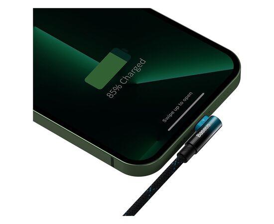 Дата кабель USB 2.0 AM to Lightning 1.0m 2.4A 90° corner black/blue Baseus (CAVP000021), зображення 6 Дата кабель USB 2.0 AM to Lightning 1.0m 2.4A 90° corner black/blue Baseus (CAVP000021), зображення 6