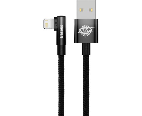 Дата кабель USB 2.0 AM to Lightning 2.0m 2.4A 90° corner black Baseus (CAVP000101), зображення 2 Дата кабель USB 2.0 AM to Lightning 2.0m 2.4A 90° corner black Baseus (CAVP000101), зображення 2