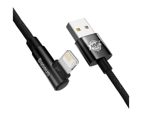 Дата кабель USB 2.0 AM to Lightning 2.0m 2.4A 90° corner black Baseus (CAVP000101), зображення 3 Дата кабель USB 2.0 AM to Lightning 2.0m 2.4A 90° corner black Baseus (CAVP000101), зображення 3