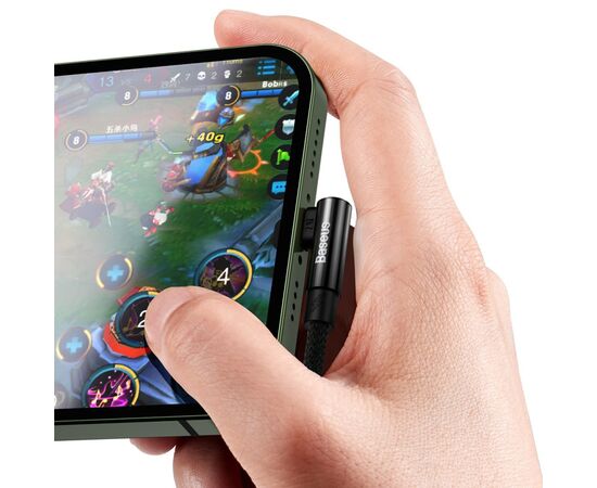 Дата кабель USB 2.0 AM to Lightning 2.0m 2.4A 90° corner black Baseus (CAVP000101), зображення 7 Дата кабель USB 2.0 AM to Lightning 2.0m 2.4A 90° corner black Baseus (CAVP000101), зображення 7