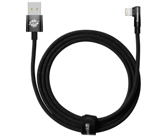 Дата кабель USB 2.0 AM to Lightning 2.0m 2.4A 90° corner black Baseus (CAVP000101)