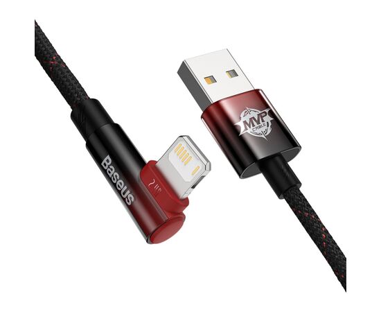 Дата кабель USB 2.0 AM to Lightning 2.0m 2.4A 90° corner black/red Baseus (CAVP000120), зображення 3 Дата кабель USB 2.0 AM to Lightning 2.0m 2.4A 90° corner black/red Baseus (CAVP000120), зображення 3