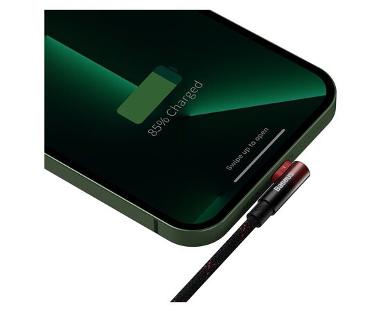 Дата кабель USB 2.0 AM to Lightning 2.0m 2.4A 90° corner black/red Baseus (CAVP000120), зображення 6 Дата кабель USB 2.0 AM to Lightning 2.0m 2.4A 90° corner black/red Baseus (CAVP000120), зображення 6