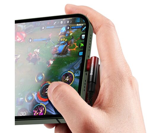 Дата кабель USB 2.0 AM to Lightning 2.0m 2.4A 90° corner black/red Baseus (CAVP000120), зображення 7 Дата кабель USB 2.0 AM to Lightning 2.0m 2.4A 90° corner black/red Baseus (CAVP000120), зображення 7