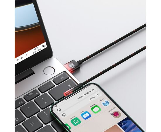 Дата кабель USB 2.0 AM to Lightning 2.0m 2.4A 90° corner black/red Baseus (CAVP000120), зображення 8 Дата кабель USB 2.0 AM to Lightning 2.0m 2.4A 90° corner black/red Baseus (CAVP000120), зображення 8
