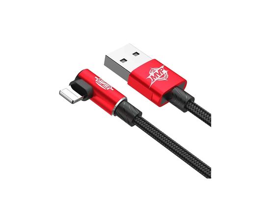 Дата кабель USB 2.0 AM to Lightning 2.0m 1.5A 90° corner red Baseus (CALMVP-A09), изображение 2