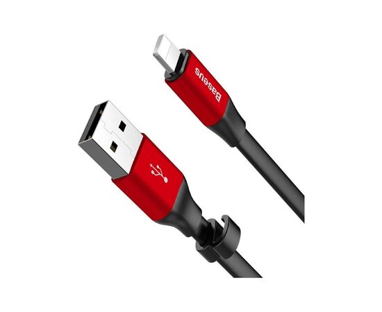 Дата кабель USB 2.0 AM to Lightning 0.23m 2A black/red Baseus (CALMBJ-B91), изображение 3