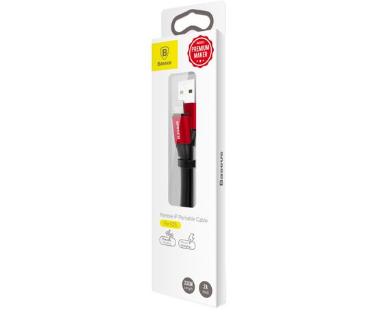 Дата кабель USB 2.0 AM to Lightning 0.23m 2A black/red Baseus (CALMBJ-B91), изображение 6