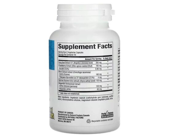 Витаминно-минеральный комплекс Natural Factors Поддержка при менопаузе, WomenSense, MenoSense, Menopause Formula, 90 веге (NFS-04950), изображение 2 Витаминно-минеральный комплекс Natural Factors Поддержка при менопаузе, WomenSense, MenoSense, Menopause Formula, 90 веге (NFS-04950), изображение 2