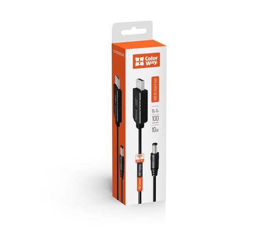 Кабель питания USB to DC 5.5x2.5mm 9V 1.0m black ColorWay (CW-CBUD066-BK), изображение 7 Кабель питания USB to DC 5.5x2.5mm 9V 1.0m black ColorWay (CW-CBUD066-BK), изображение 7