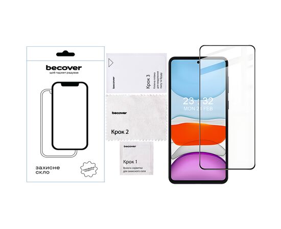Стекло защитное BeCover Oppo A5x / A5 2025 (4G/5G) Black (713931), изображение 2 Стекло защитное BeCover Oppo A5x / A5 2025 (4G/5G) Black (713931), изображение 2
