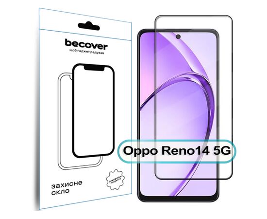 Стекло защитное BeCover Oppo Reno14 5G Black (713933) Стекло защитное BeCover Oppo Reno14 5G Black (713933)