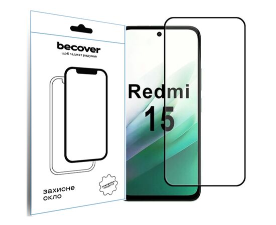 Стекло защитное BeCover Xiaomi Redmi 15 Black (713905) Стекло защитное BeCover Xiaomi Redmi 15 Black (713905)