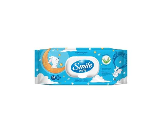 Детские влажные салфетки Smile baby з алоє, з клапаном, 84 шт (4823071646863) Детские влажные салфетки Smile baby з алоє, з клапаном, 84 шт (4823071646863)