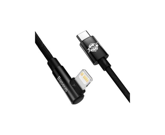 Дата кабель USB-C to Lightning 1.0m 20W 90° corner black Baseus (CAVP000201), зображення 2 Дата кабель USB-C to Lightning 1.0m 20W 90° corner black Baseus (CAVP000201), зображення 2