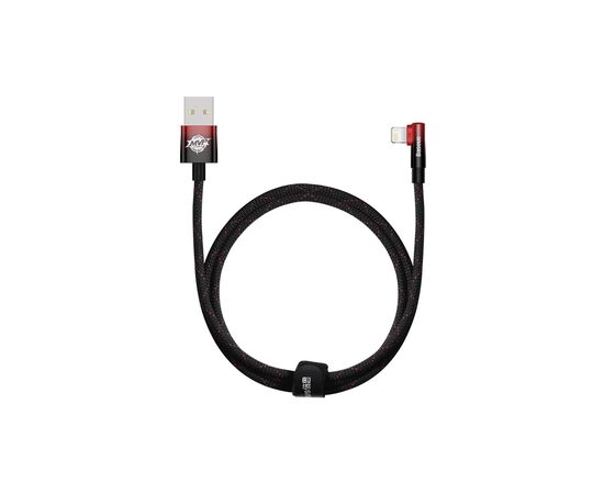 Дата кабель USB 2.0 AM to Lightning 1.0m 2.4A 90° corner black/red Baseus (CAVP000020), зображення 2 Дата кабель USB 2.0 AM to Lightning 1.0m 2.4A 90° corner black/red Baseus (CAVP000020), зображення 2