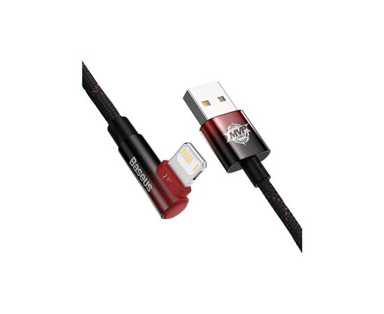 Дата кабель USB 2.0 AM to Lightning 1.0m 2.4A 90° corner black/red Baseus (CAVP000020), зображення 3 Дата кабель USB 2.0 AM to Lightning 1.0m 2.4A 90° corner black/red Baseus (CAVP000020), зображення 3
