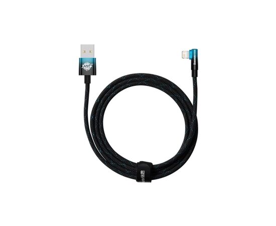 Дата кабель USB 2.0 AM to Lightning 2.0m 2.4A 90° corner black/blue Baseus (CAVP000121), зображення 2 Дата кабель USB 2.0 AM to Lightning 2.0m 2.4A 90° corner black/blue Baseus (CAVP000121), зображення 2