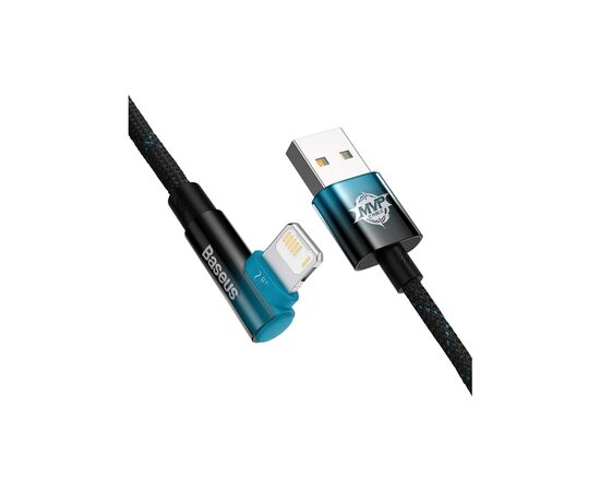 Дата кабель USB 2.0 AM to Lightning 2.0m 2.4A 90° corner black/blue Baseus (CAVP000121), зображення 3 Дата кабель USB 2.0 AM to Lightning 2.0m 2.4A 90° corner black/blue Baseus (CAVP000121), зображення 3