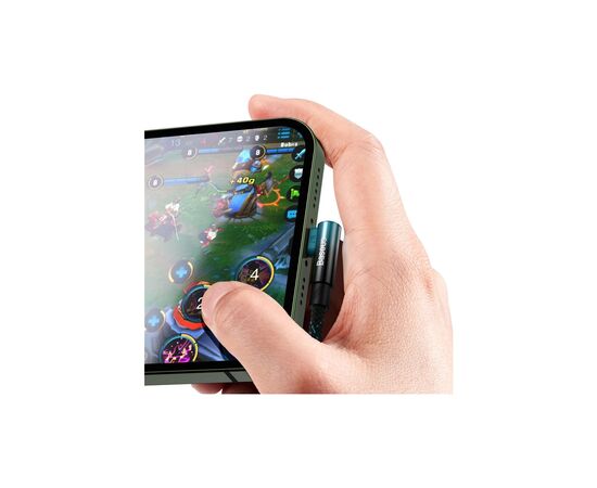 Дата кабель USB 2.0 AM to Lightning 2.0m 2.4A 90° corner black/blue Baseus (CAVP000121), зображення 6 Дата кабель USB 2.0 AM to Lightning 2.0m 2.4A 90° corner black/blue Baseus (CAVP000121), зображення 6