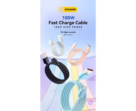 Дата кабель USB 2.0 AM to USB-C 1.0m 100W pink Essager (EXC7A-WL04-P), изображение 2 Дата кабель USB 2.0 AM to USB-C 1.0m 100W pink Essager (EXC7A-WL04-P), изображение 2