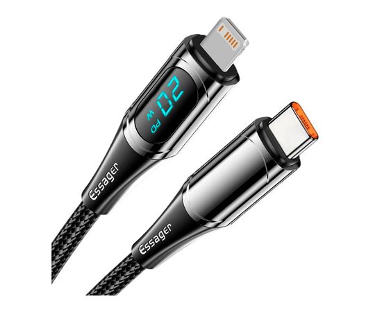 Дата кабель USB-C to Lightning 1.0m 20W Digital Display black Essager (EXCTL-YD01), изображение 3 Дата кабель USB-C to Lightning 1.0m 20W Digital Display black Essager (EXCTL-YD01), изображение 3