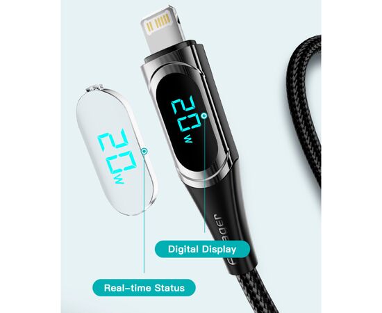 Дата кабель USB-C to Lightning 1.0m 20W Digital Display blue Essager (EXCTL-YD03), изображение 10 Дата кабель USB-C to Lightning 1.0m 20W Digital Display blue Essager (EXCTL-YD03), изображение 10