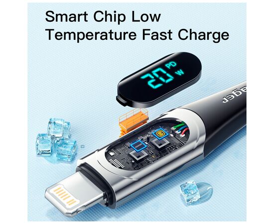 Дата кабель USB-C to Lightning 1.0m 20W Digital Display blue Essager (EXCTL-YD03), изображение 5 Дата кабель USB-C to Lightning 1.0m 20W Digital Display blue Essager (EXCTL-YD03), изображение 5