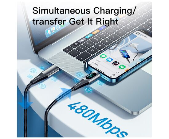 Дата кабель USB-C to Lightning 1.0m 20W Digital Display blue Essager (EXCTL-YD03), изображение 7 Дата кабель USB-C to Lightning 1.0m 20W Digital Display blue Essager (EXCTL-YD03), изображение 7