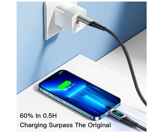 Дата кабель USB-C to Lightning 2.0m 20W Digital Display black Essager (EXCTL-YDA01), изображение 6 Дата кабель USB-C to Lightning 2.0m 20W Digital Display black Essager (EXCTL-YDA01), изображение 6