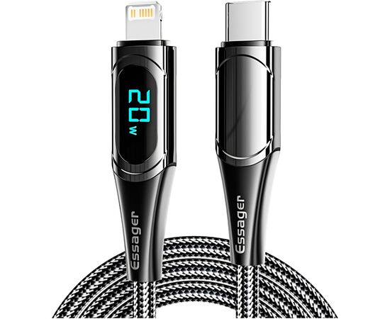 Дата кабель USB-C to Lightning 2.0m 20W Digital Display black Essager (EXCTL-YDA01) Дата кабель USB-C to Lightning 2.0m 20W Digital Display black Essager (EXCTL-YDA01)