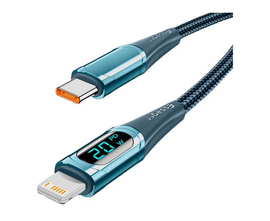 Дата кабель USB-C to Lightning 2.0m 20W Digital Display blue Essager (EXCTL-YDA03), изображение 2 Дата кабель USB-C to Lightning 2.0m 20W Digital Display blue Essager (EXCTL-YDA03), изображение 2