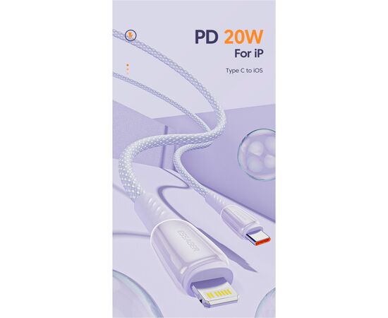 Дата кабель USB-C to Lightning 1.0m 3A purple Essager (EXCTL-CH05), изображение 7 Дата кабель USB-C to Lightning 1.0m 3A purple Essager (EXCTL-CH05), изображение 7