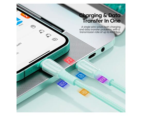 Дата кабель USB-C to Lightning 3.0m 3A white Essager (EXCTL-CHC02), изображение 3 Дата кабель USB-C to Lightning 3.0m 3A white Essager (EXCTL-CHC02), изображение 3