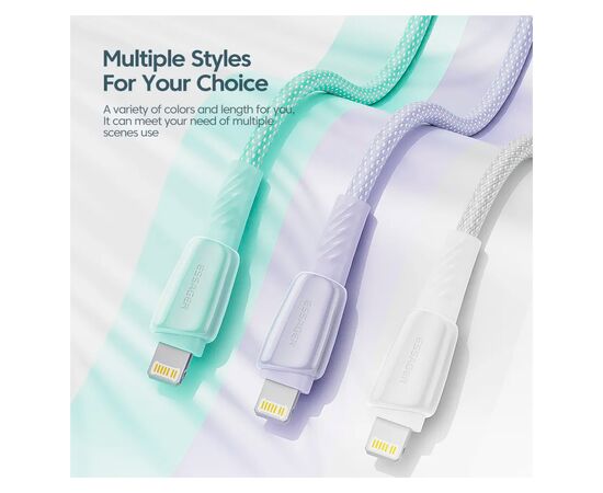 Дата кабель USB 2.0 AM to Lightning 2.0m 3A white Essager (EXCL-CHA02), изображение 3 Дата кабель USB 2.0 AM to Lightning 2.0m 3A white Essager (EXCL-CHA02), изображение 3