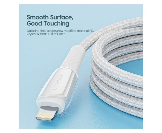 Дата кабель USB 2.0 AM to Lightning 3.0m 3A white Essager (EXCL-CHC02), изображение 2 Дата кабель USB 2.0 AM to Lightning 3.0m 3A white Essager (EXCL-CHC02), изображение 2