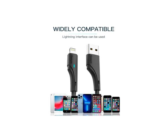 Дата кабель USB 2.0 AM to Lightning 3.0m 2.4A black Essager (EXCL-LSC01), изображение 9 Дата кабель USB 2.0 AM to Lightning 3.0m 2.4A black Essager (EXCL-LSC01), изображение 9