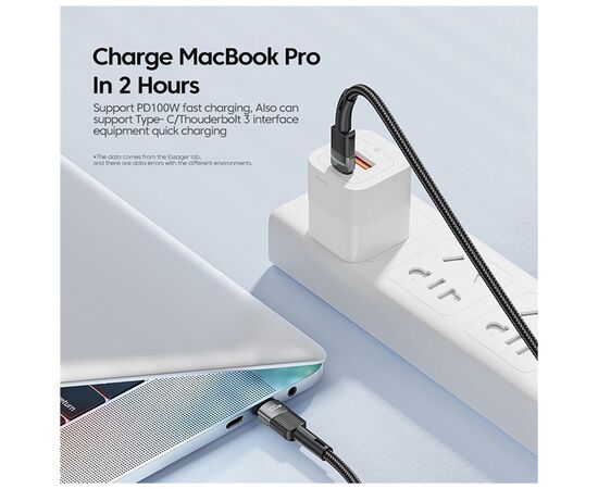 Дата кабель USB-C to USB-C 1.0m 100W black Essager (EXCTT1-XC01), изображение 5 Дата кабель USB-C to USB-C 1.0m 100W black Essager (EXCTT1-XC01), изображение 5