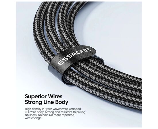 Дата кабель USB-C to USB-C 1.0m 100W blue Essager (EXCTT1-XC03), изображение 3 Дата кабель USB-C to USB-C 1.0m 100W blue Essager (EXCTT1-XC03), изображение 3