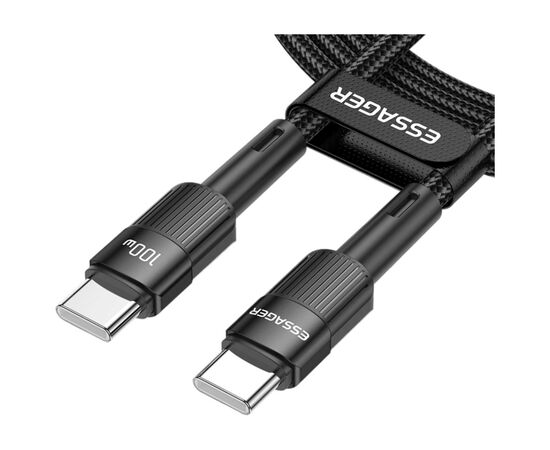 Дата кабель USB-C to USB-C 2.0m 100W black Essager (EXCTT1-XCA01), изображение 2 Дата кабель USB-C to USB-C 2.0m 100W black Essager (EXCTT1-XCA01), изображение 2